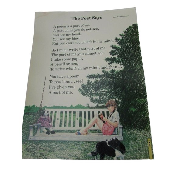 The Poet Says Grade School Poster Babs Bell Hajdusiewicz 30234 Poetry VNTG - Picture 1 of 5